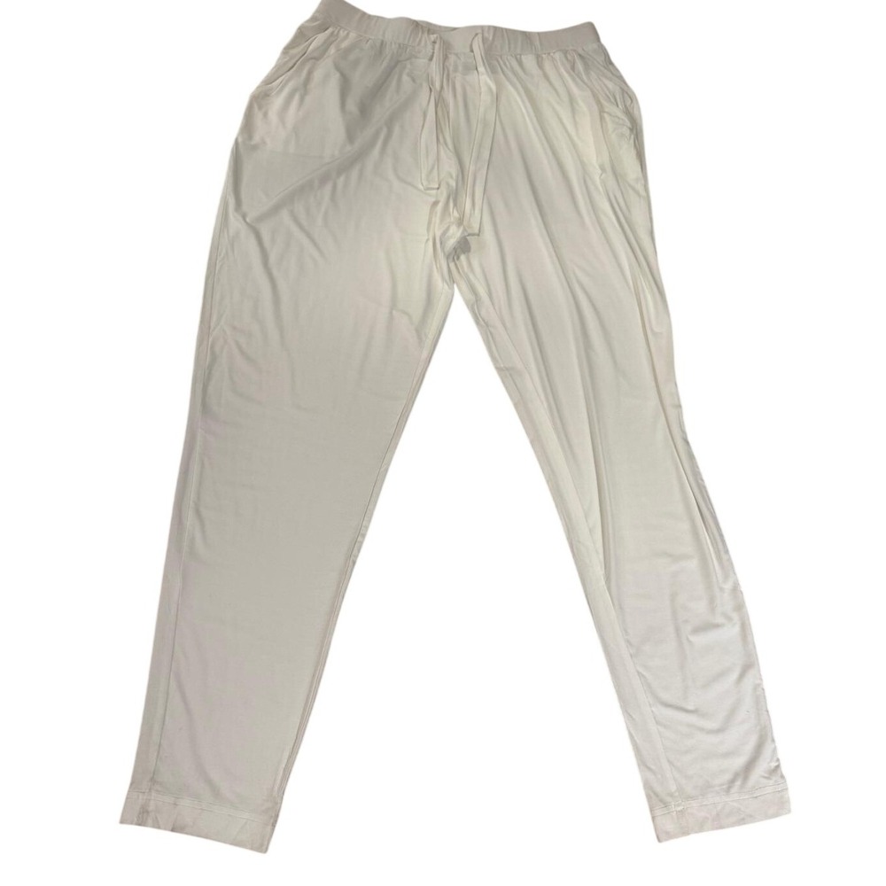Cozy Earth Bamboo Jogger Pajama Lounge Pants Ivory White Womens Large L